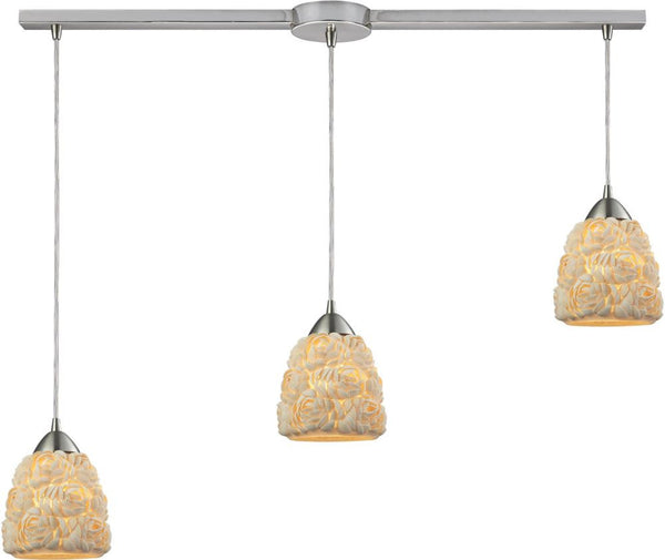 Shells 3 Light Pendant In Satin Nickel
