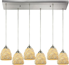 Shells 6 Light Pendant In Satin Nickel