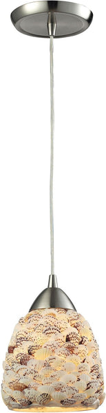 Shells 1 Light Pendant In Satin Nickel