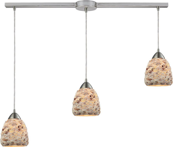 Shells 3 Light Pendant In Satin Nickel