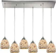 Shells 6 Light Pendant In Satin Nickel