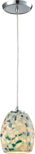 Glass Mosaic 1 Light Pendant In Polished Chrome