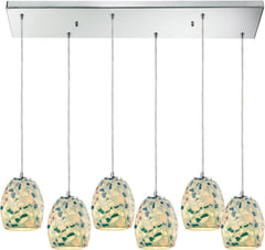 Glass Mosaic 3 Light Pendant In Polished Chrome