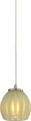Melony 1 Light Pendant In Satin Nickel and Jade Glass