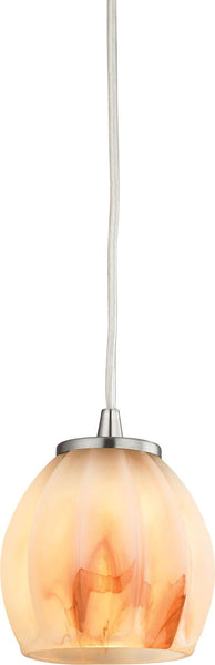 Melony 1 Light Pendant In Satin Nickel and Frosted Glass