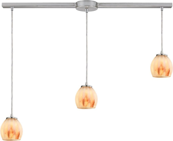Melony 3 Light Pendant In Satin Nickel and Frosted Glass