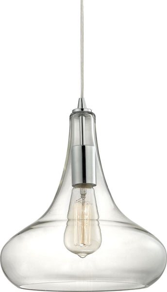 Orbital 1 Light Pendant In Polished Chrome and Clear Glass