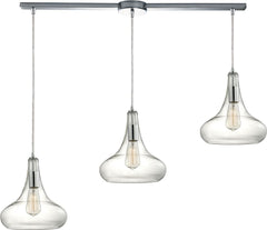 Orbital 3 Light Pendant In Polished Chrome and Clear Glass