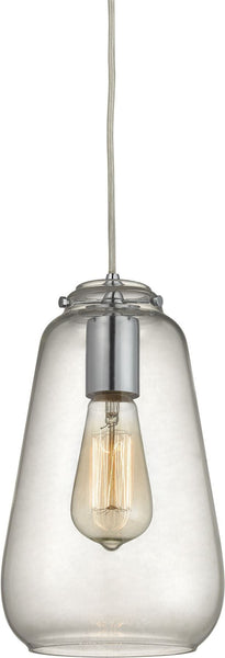 Orbital 1 Light Pendant In Polished Chrome and Clear Glass