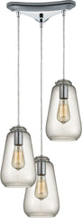 Orbital 3 Light Pendant In Polished Chrome and Clear Glass