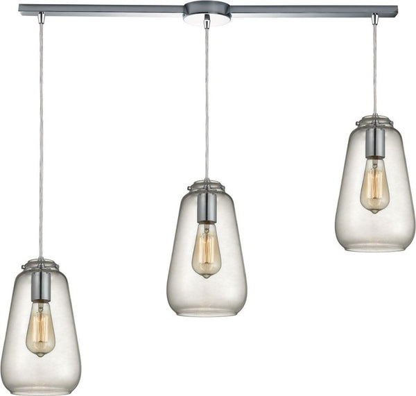 Orbital 3 Light Pendant In Polished Chrome and Clear Glass