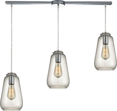 Orbital 3 Light Pendant In Polished Chrome and Clear Glass