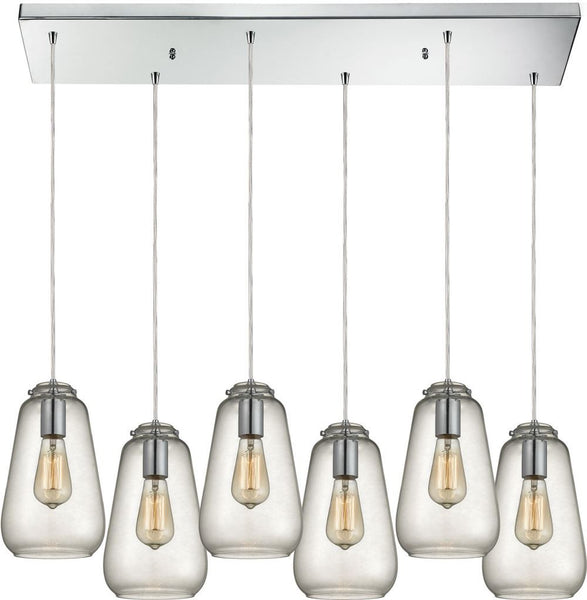 Orbital 6 Light Pendant In Polished Chrome and Clear Glass
