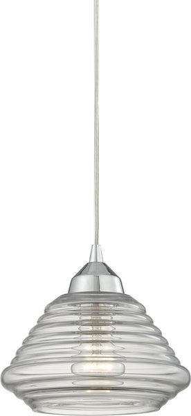 Orbital 1 Light Pendant In Polished Chrome and Clear Glass
