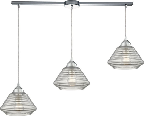 Orbital 3 Light Pendant In Polished Chrome and Clear Glass