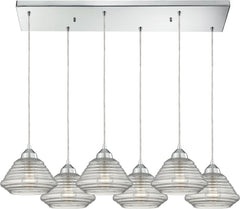 Orbital 6 Light Pendant In Polished Chrome and Clear Glass