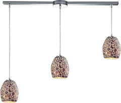 Glass Mosaic 3 Light Pendant In Polished Chrome