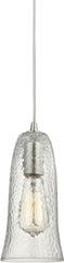 Hammered Glass 1 Light Pendant In Satin Nickel