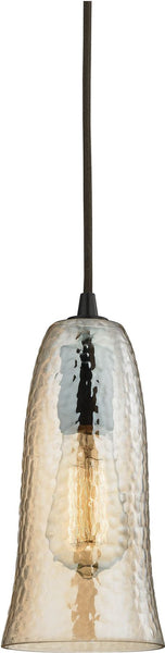 Hammered Glass 1 Light Pendant In Oil Rubbed Bronze