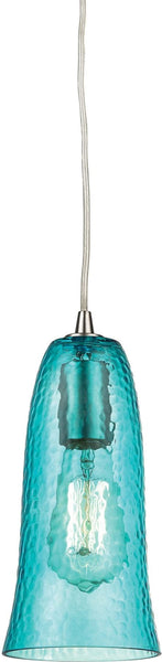 Hammered Glass 1 Light Pendant In Satin Nickel