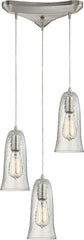 Hammered Glass 3 Light Pendant In Satin Nickel