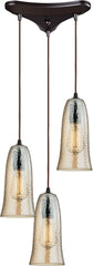 Hammered Glass 3 Light Pendant In Oil Rubbed Bronze