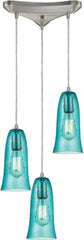 Hammered Glass 3 Light Pendant In Satin Nickel