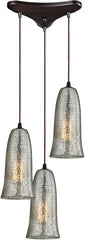 Hammered Glass 3 Light Pendant In Oil Rubbed Bronze