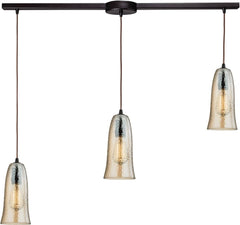Hammered Glass 3 Light Pendant In Oil Rubbed Bronze