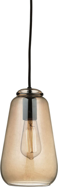 Orbital 1 Light Pendant In Oil Rubbed Bronze and Amber Teak Glass