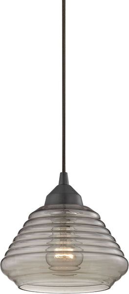 Orbital 1 Light Pendant In Oil Rubbed Bronze and Smoke Glass