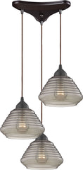 Orbital 3 Light Pendant In Oil Rubbed Bronze and Smoke Glass
