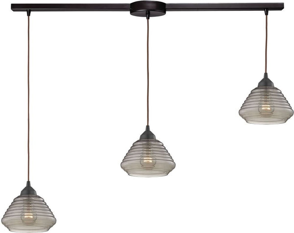 Orbital 3 Light Pendant In Oil Rubbed Bronze and Smoke Glass