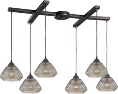 Orbital 6 Light Pendant In Oil Rubbed Bronze and Smoke Glass