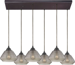 Orbital 6 Light Pendant In Oil Rubbed Bronze and Smoke Glass