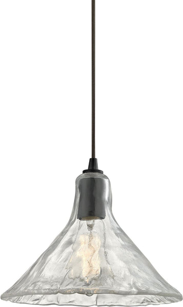 Hand Formed Glass 1 Light Pendant In Oil Rubbed Bronze