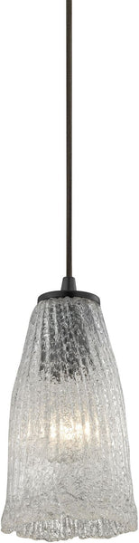 Hand Formed Glass 1 Light Pendant In Oil Rubbed Bronze
