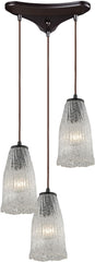 Hand Formed Glass 3 Light Pendant In Oil Rubbed Bronze