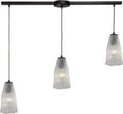 Hand Formed Glass 3 Light Pendant In Oil Rubbed Bronze