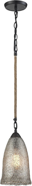Hand Formed Glass 1 Light Pendant In Oil Rubbed Bronze