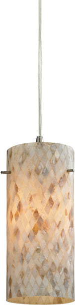 Capri 1 Light Pendant In Satin Nickel and Capiz Shell