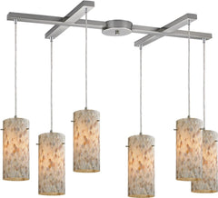 Capri 6 Light Pendant In Satin Nickel and Capiz Shell