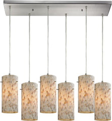 Capri 6 Light Pendant In Satin Nickel and Capiz Shell