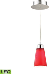 Coppa 1 Light Led Pendant In Chrome With Red Glass