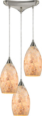 Capri 3 Light Pendant In Satin Nickel and Capiz Shell