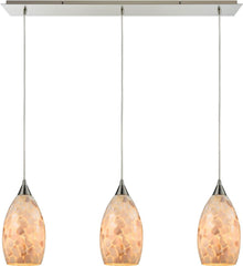 Capri 3 Light Pendant In Satin Nickel and Capiz Shell