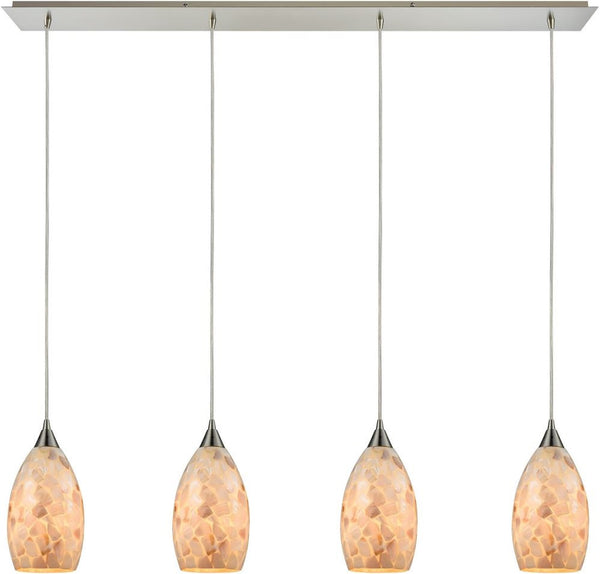 Capri 4 Light Pendant In Satin Nickel and Capiz Shell