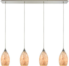 Capri 4 Light Pendant In Satin Nickel and Capiz Shell