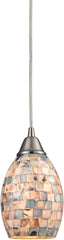 Capri 1 Light Pendant In Satin Nickel and Gray Capiz Shell