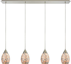 Capri 4 Light Pendant In Satin Nickel and Gray Capiz Shell